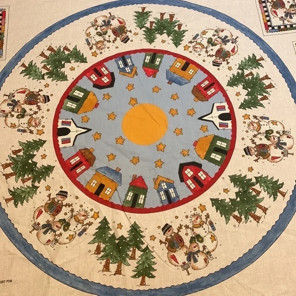 Vintage Let It Snow Christmas tree skirt Sewing panel / fabric